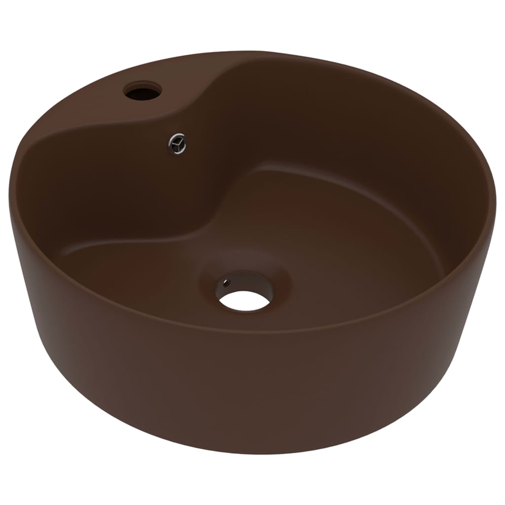 Luxusní Umyvadlo Přepad Matné Tmavě Hnědé 36 X 13 Cm Keramické