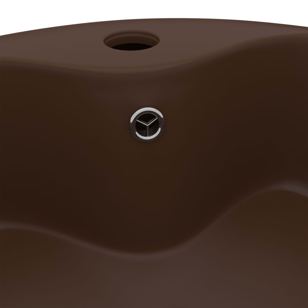 Luxusní Umyvadlo Přepad Matné Tmavě Hnědé 36 X 13 Cm Keramické