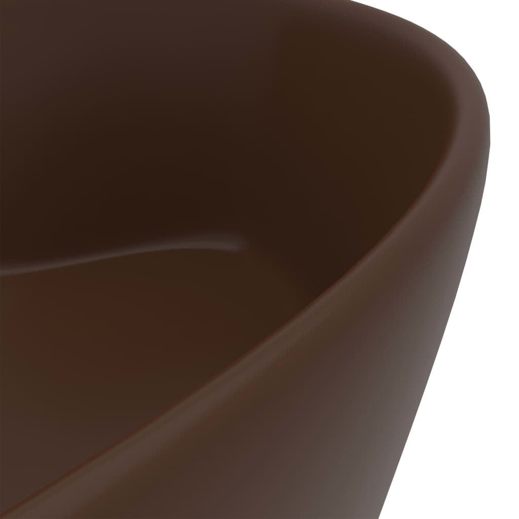 Luxusní Umyvadlo Přepad Matné Tmavě Hnědé 36 X 13 Cm Keramické