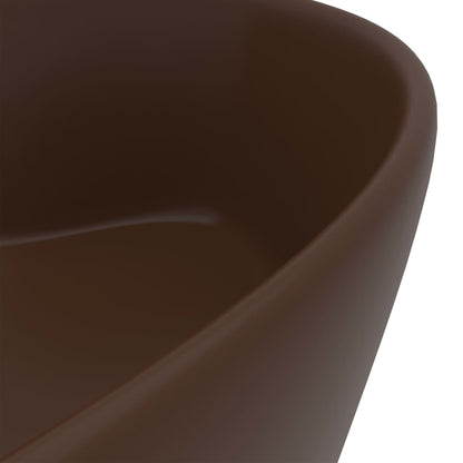 Luxusní Umyvadlo Přepad Matné Tmavě Hnědé 36 X 13 Cm Keramické