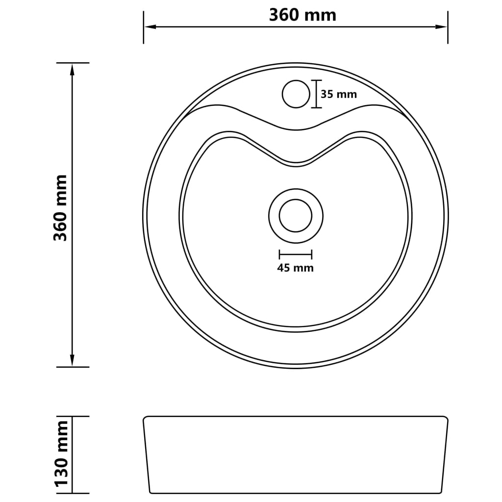 Luxusní Umyvadlo Přepad Matné Tmavě Hnědé 36 X 13 Cm Keramické
