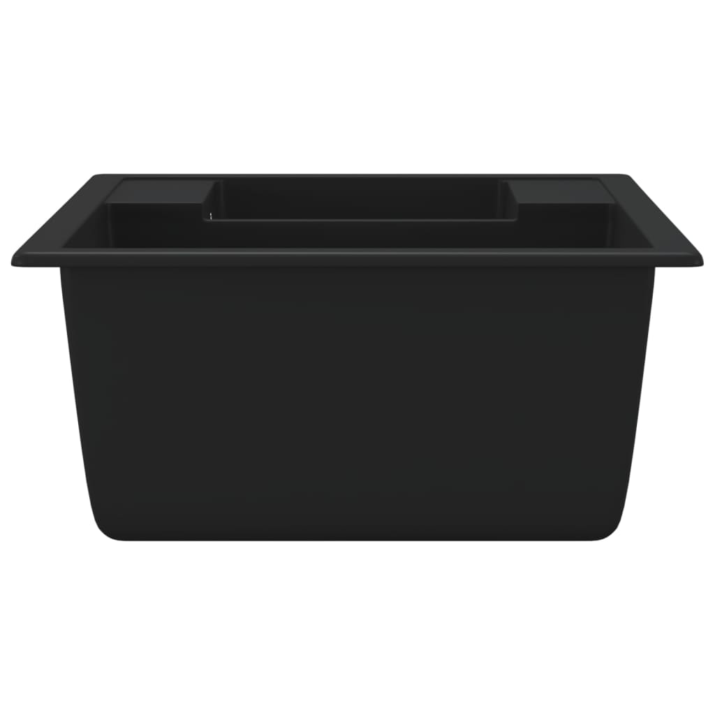 Kuchyňský Dřez S Přepadem Otvorem Dvojitý Černý Žula