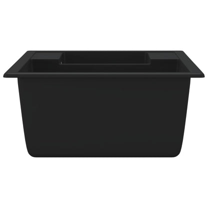 Kuchyňský Dřez S Přepadem Otvorem Dvojitý Černý Žula