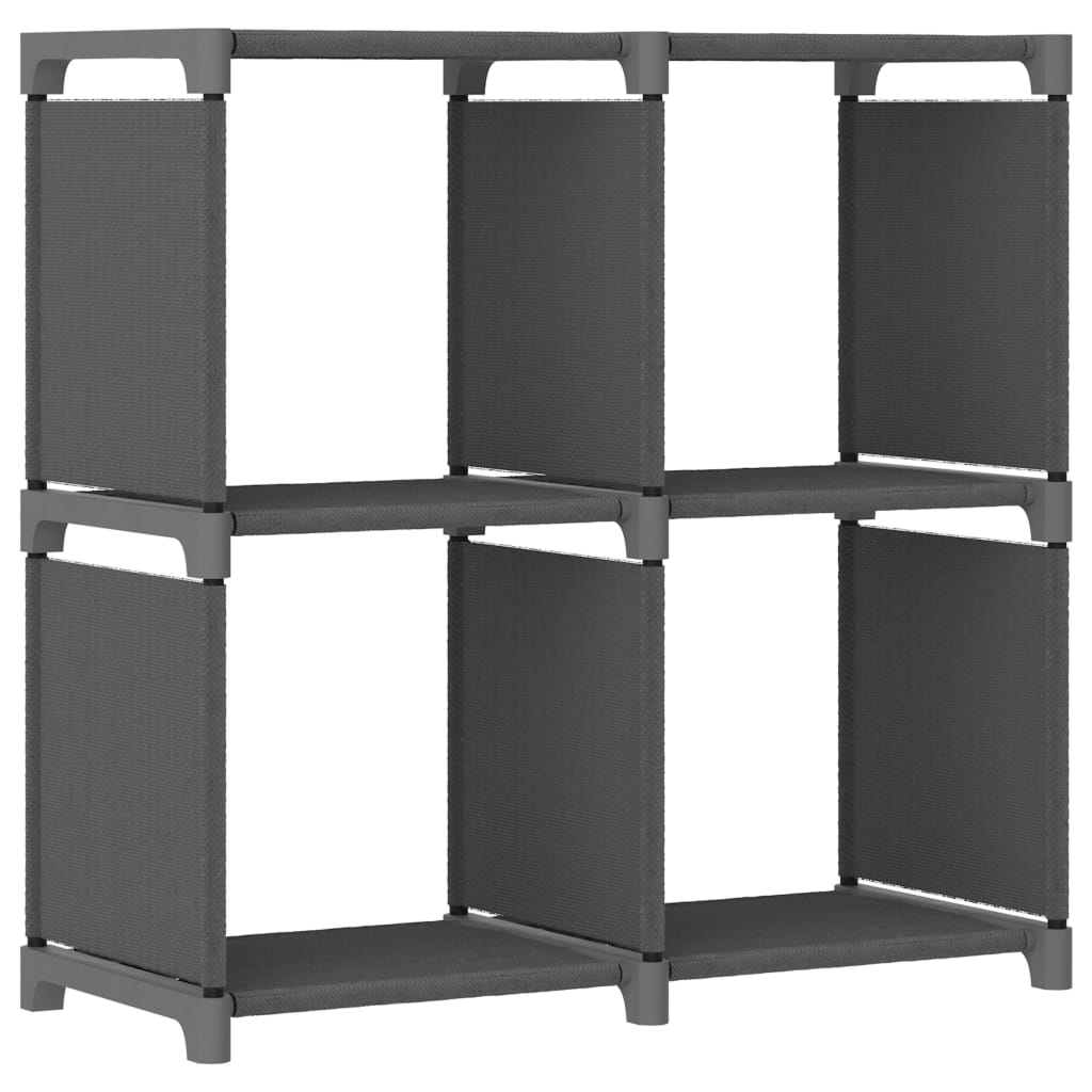 Výstavní Police S 12 Přihrádkami Šedá 103 X 30 X 141 Cm Textil Šedá