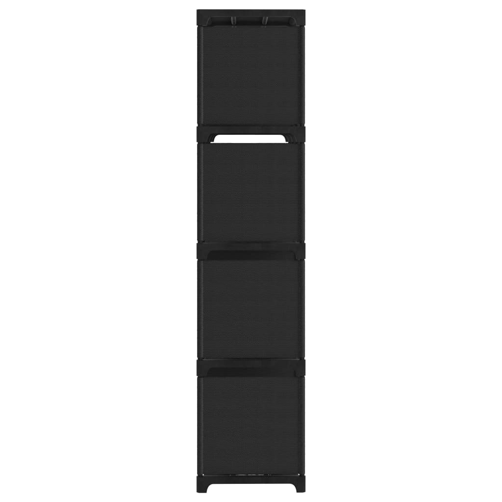 Výstavní Police S 12 Přihrádkami Černá 103 X 30 X 141 Cm Textil Černá