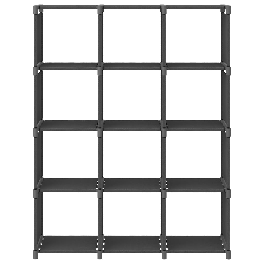 Výstavní Police S 12 Přihrádkami Šedá 103 X 30 X 141 Cm Textil Šedá