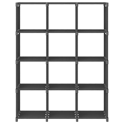 Výstavní Police S 12 Přihrádkami Šedá 103 X 30 X 141 Cm Textil Šedá