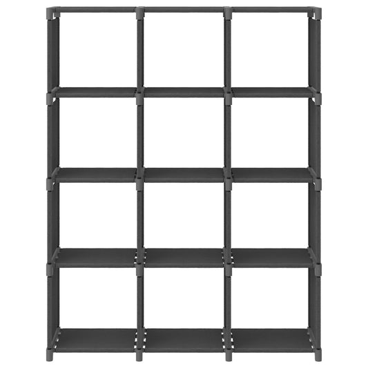 Výstavní Police S 12 Přihrádkami Šedá 103 X 30 X 141 Cm Textil Šedá