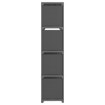 Výstavní Police S 12 Přihrádkami Šedá 103 X 30 X 141 Cm Textil Šedá
