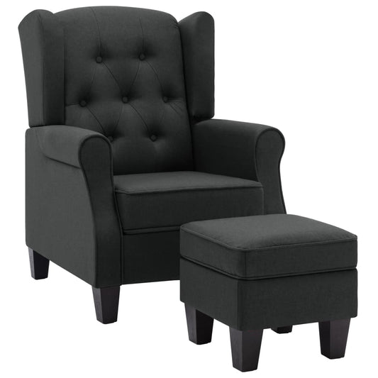 Křeslo S Podnožkou Tmavě Šedé Textil