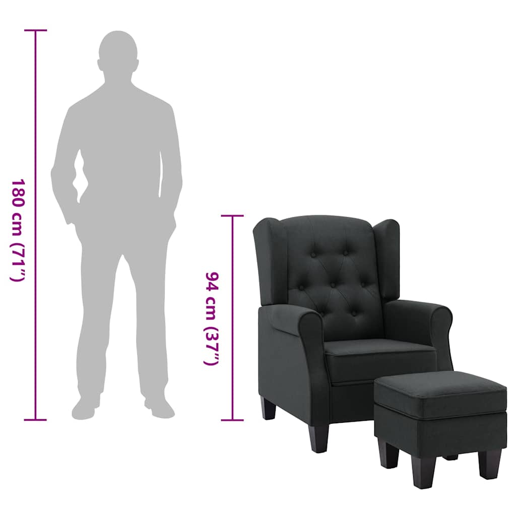 Křeslo S Podnožkou Tmavě Šedé Textil