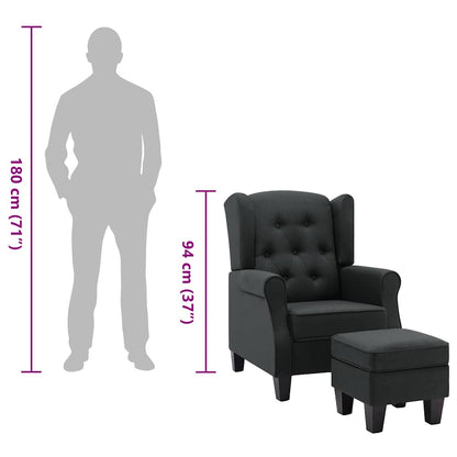 Křeslo S Podnožkou Tmavě Šedé Textil