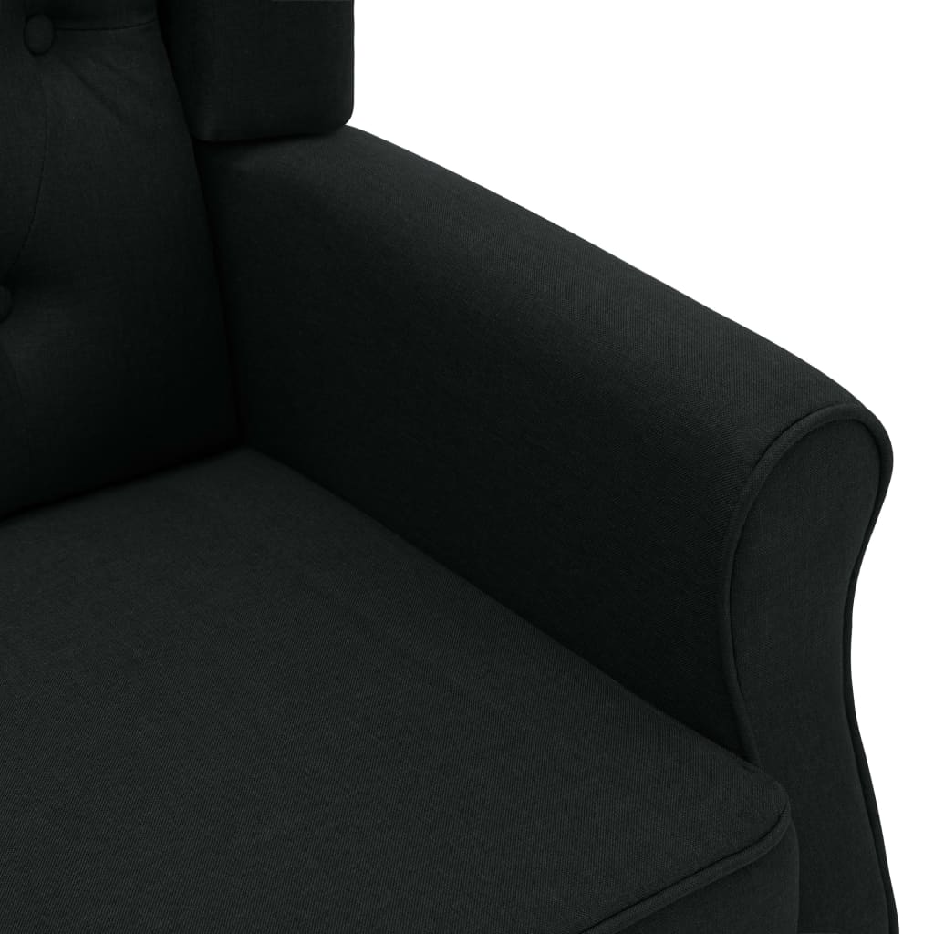 Masážní Křeslo S Podnožkou Černé Textil