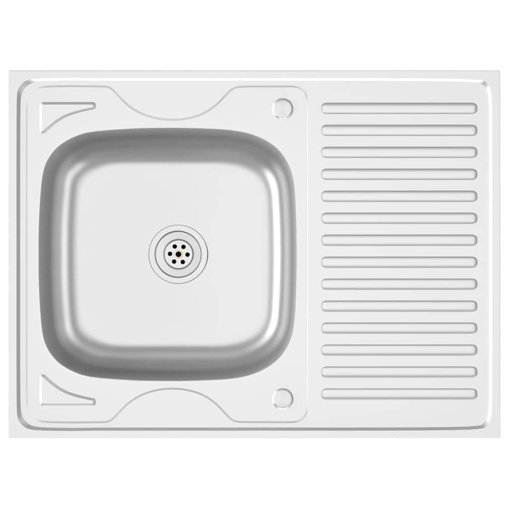 Kuchyňský Dřez S Odtokem Stříbrný Nerezová Ocel