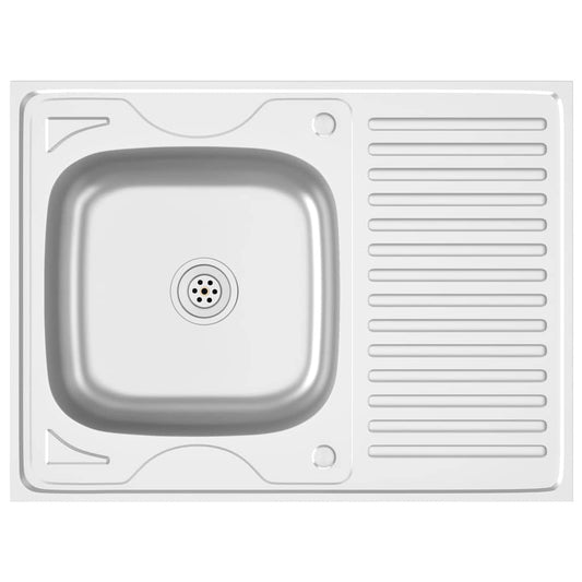 Kuchyňský Dřez S Odtokem Stříbrný Nerezová Ocel