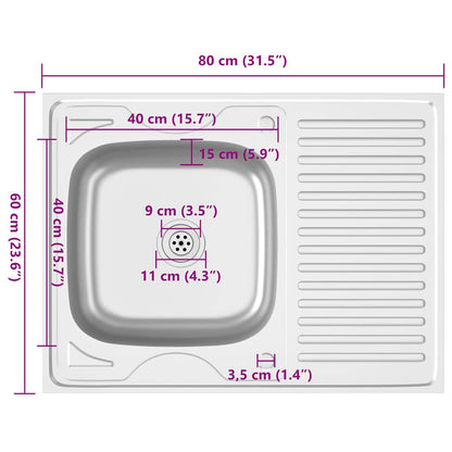 Kuchyňský Dřez S Odtokem Stříbrný Nerezová Ocel