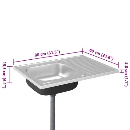 Kuchyňský Dřez S Odtokem Stříbrný Nerezová Ocel