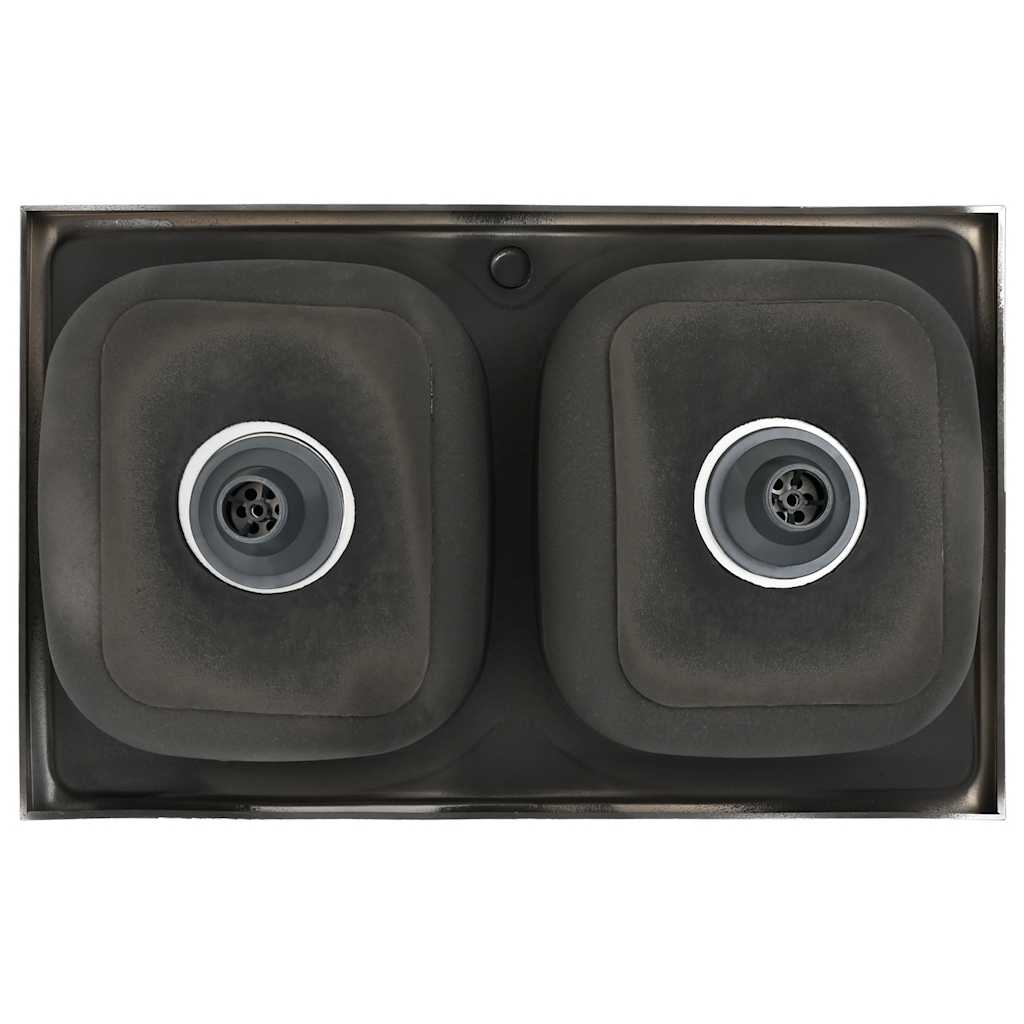 Kuchyňský Dvojitý Dřez Stříbrný Nerezová Ocel