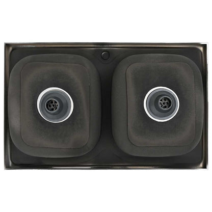 Kuchyňský Dvojitý Dřez Stříbrný Nerezová Ocel