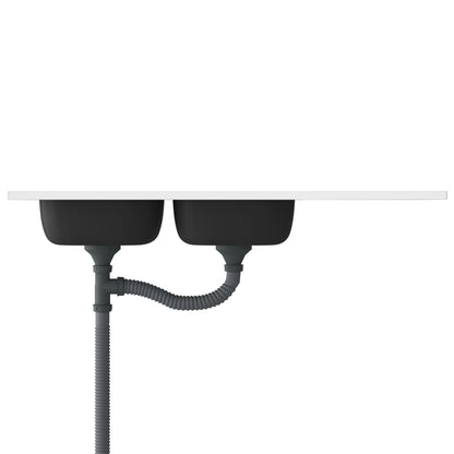 Kuchyňský Dvojitý Dřez Stříbrný 1 200X500X155 Mm Nerezová Ocel