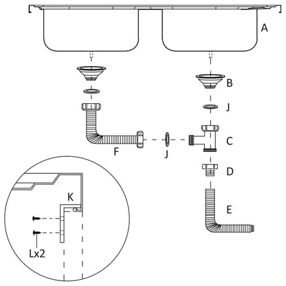 Kuchyňský Dvojitý Dřez Stříbrný 1 200X500X155 Mm Nerezová Ocel