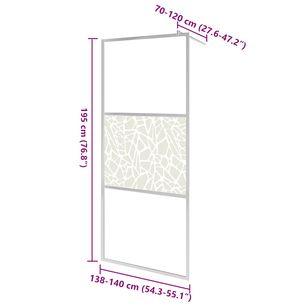 Zástěna Do Průchozí Sprchy Esg Sklo Design S Kameny 140X195 Cm