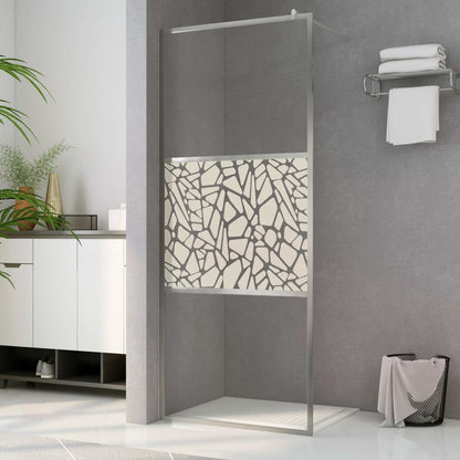 Zástěna Do Průchozí Sprchy Esg Sklo Design S Kameny 140X195 Cm