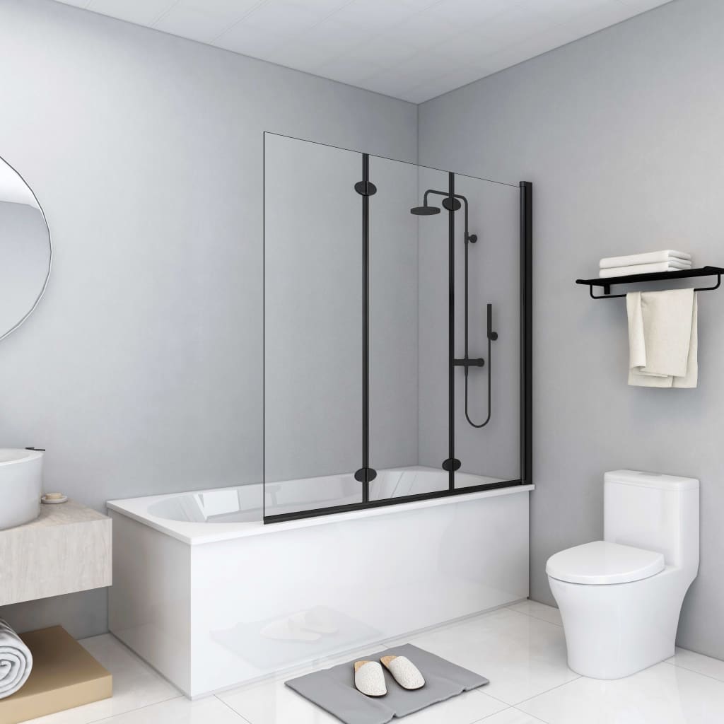 Skládací Sprchový Kout Se 3 Panely Esg 130 X 138 Cm Černý