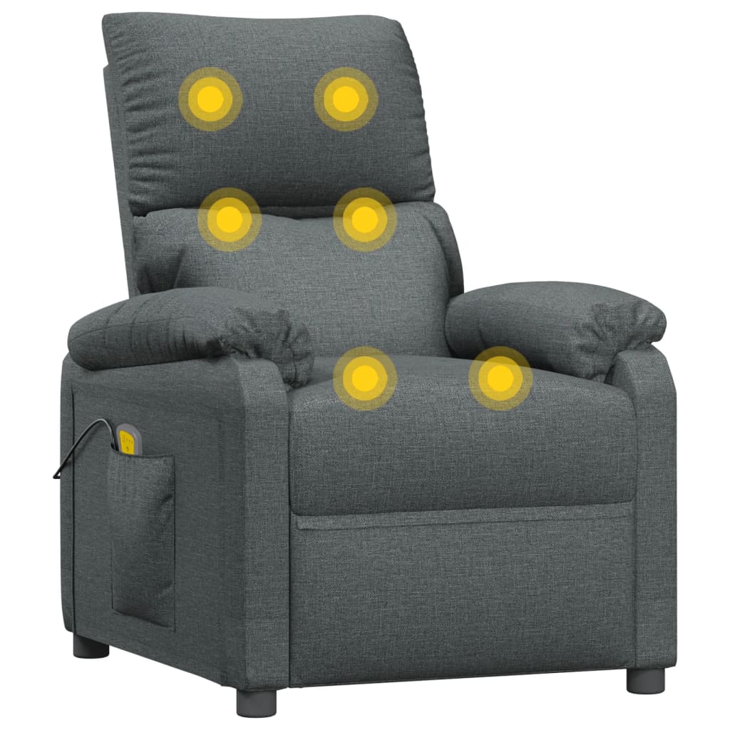 Masážní Křeslo Tmavě Šedé Textil
