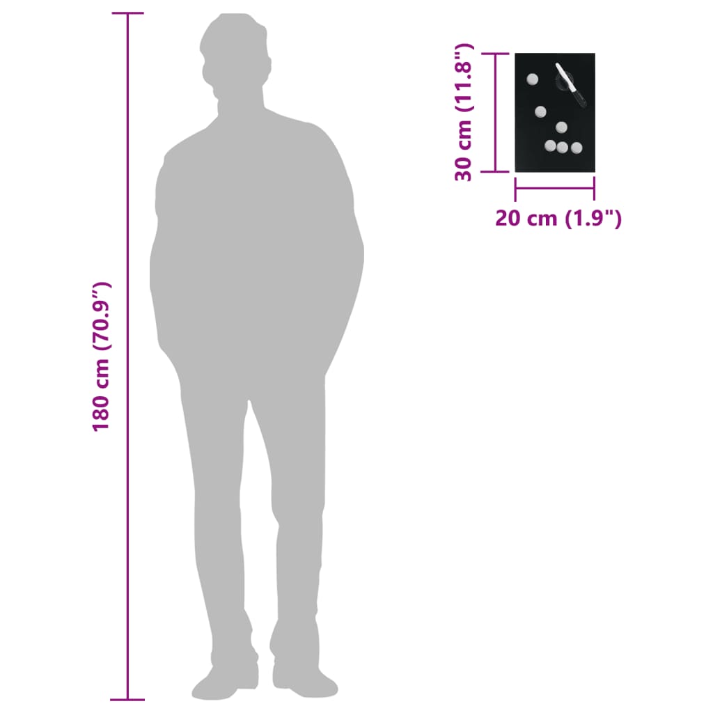 Schránka Na Klíče S Magnetickou Deskou Černá 30 X 20 X 5,5 Cm