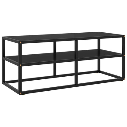 Tv Stolek Černý S Bílým Mramorovým Sklem 100 X 40 X 40 Cm