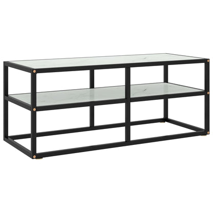 Tv Stolek Černý S Bílým Mramorovým Sklem 100 X 40 X 40 Cm