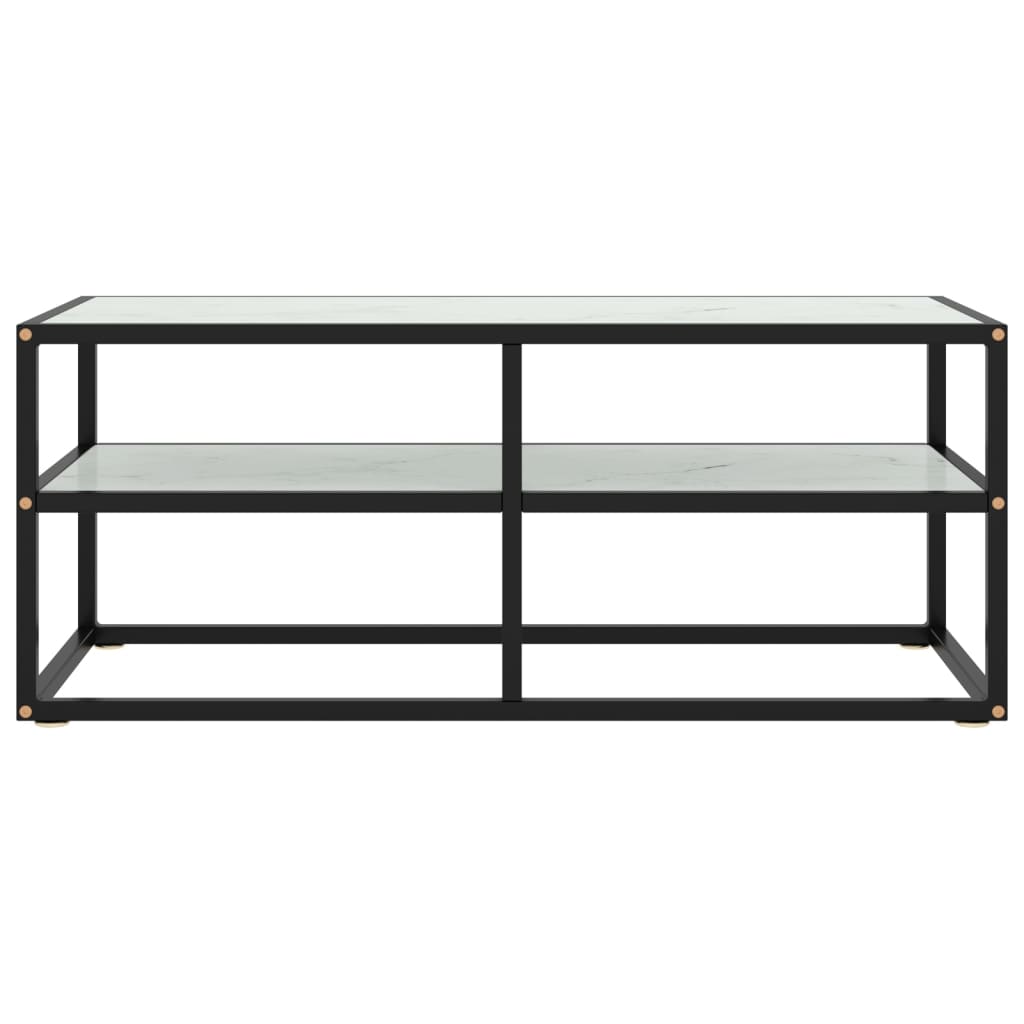 Tv Stolek Černý S Bílým Mramorovým Sklem 100 X 40 X 40 Cm
