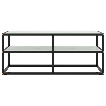 Tv Stolek Černý S Bílým Mramorovým Sklem 100 X 40 X 40 Cm