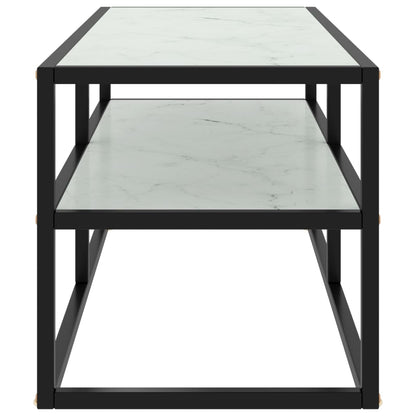 Tv Stolek Černý S Bílým Mramorovým Sklem 100 X 40 X 40 Cm