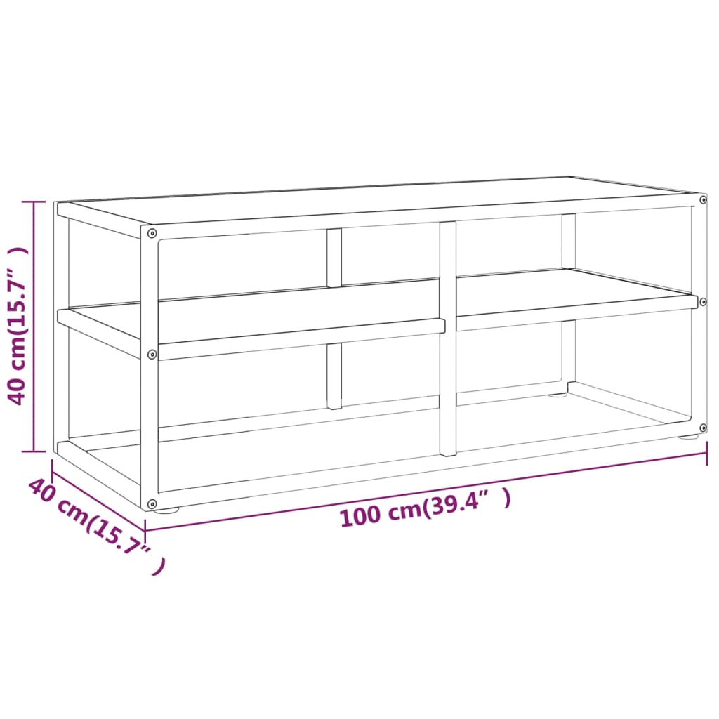 Tv Stolek Černý S Bílým Mramorovým Sklem 100 X 40 X 40 Cm