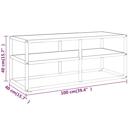 Tv Stolek Černý S Bílým Mramorovým Sklem 100 X 40 X 40 Cm