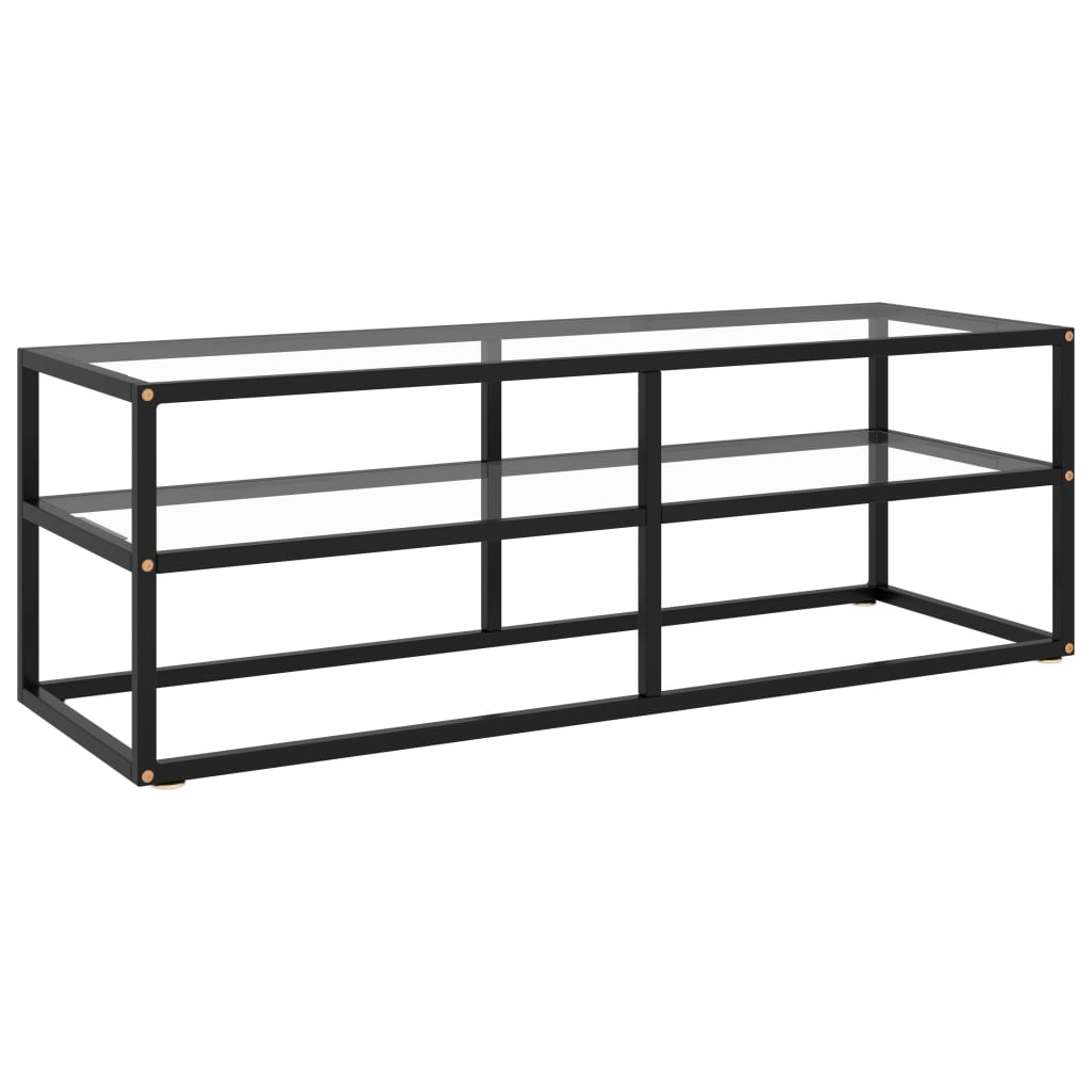 Tv Stolek Černý S Bílým Mramorovým Sklem 100 X 40 X 40 Cm