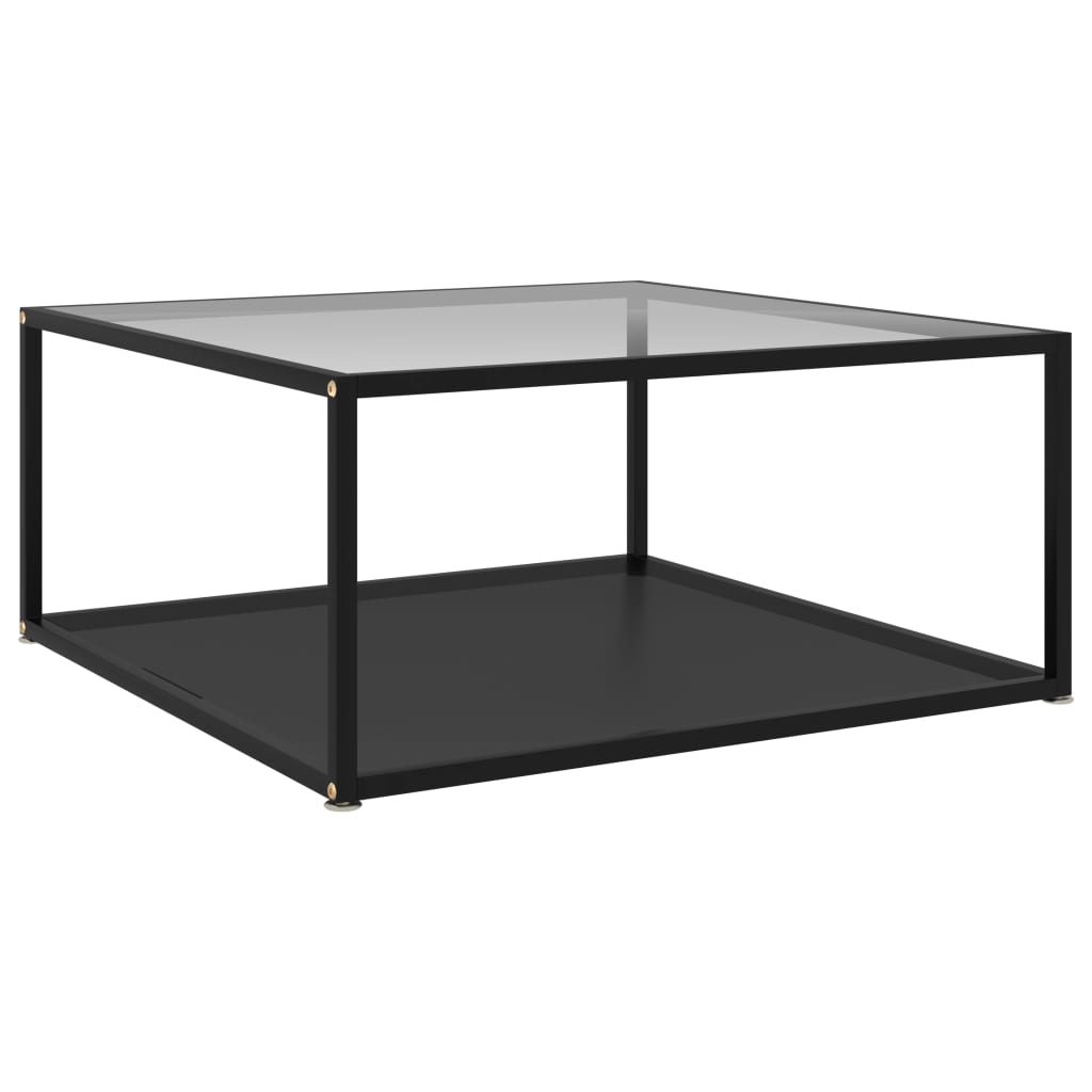 Konferenční Stolek Průhledný A Černý 80X80X35 Cm Tvrzené Sklo