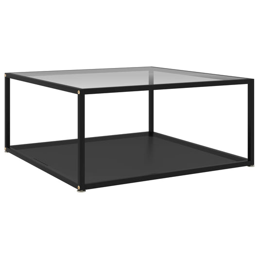 Konferenční Stolek Průhledný A Černý 80X80X35 Cm Tvrzené Sklo