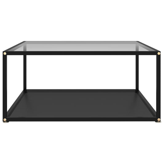 Konferenční Stolek Průhledný A Černý 80X80X35 Cm Tvrzené Sklo