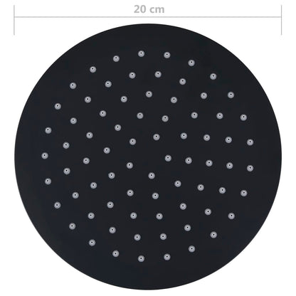 Dešťová Sprchová Hlavice Nerezová Ocel 20 Cm Kulatá Černá Černá