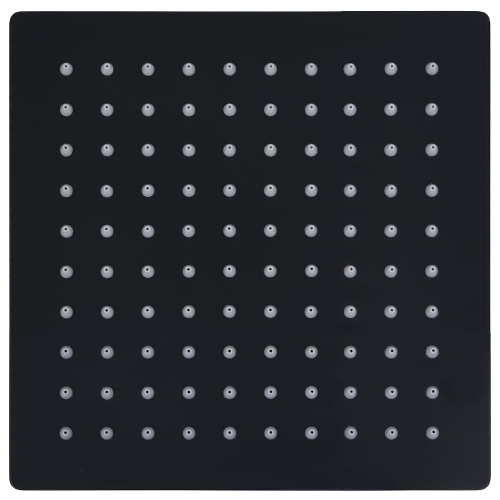 Dešťová Sprchová Hlavice Nerezová Ocel 20X20 Cm Čtvercová Černá