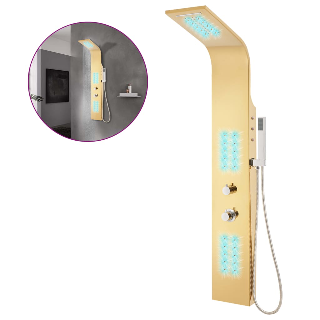 Panelový Sprchový Systém Nerezová Ocel 201 Zlatý Zaoblený