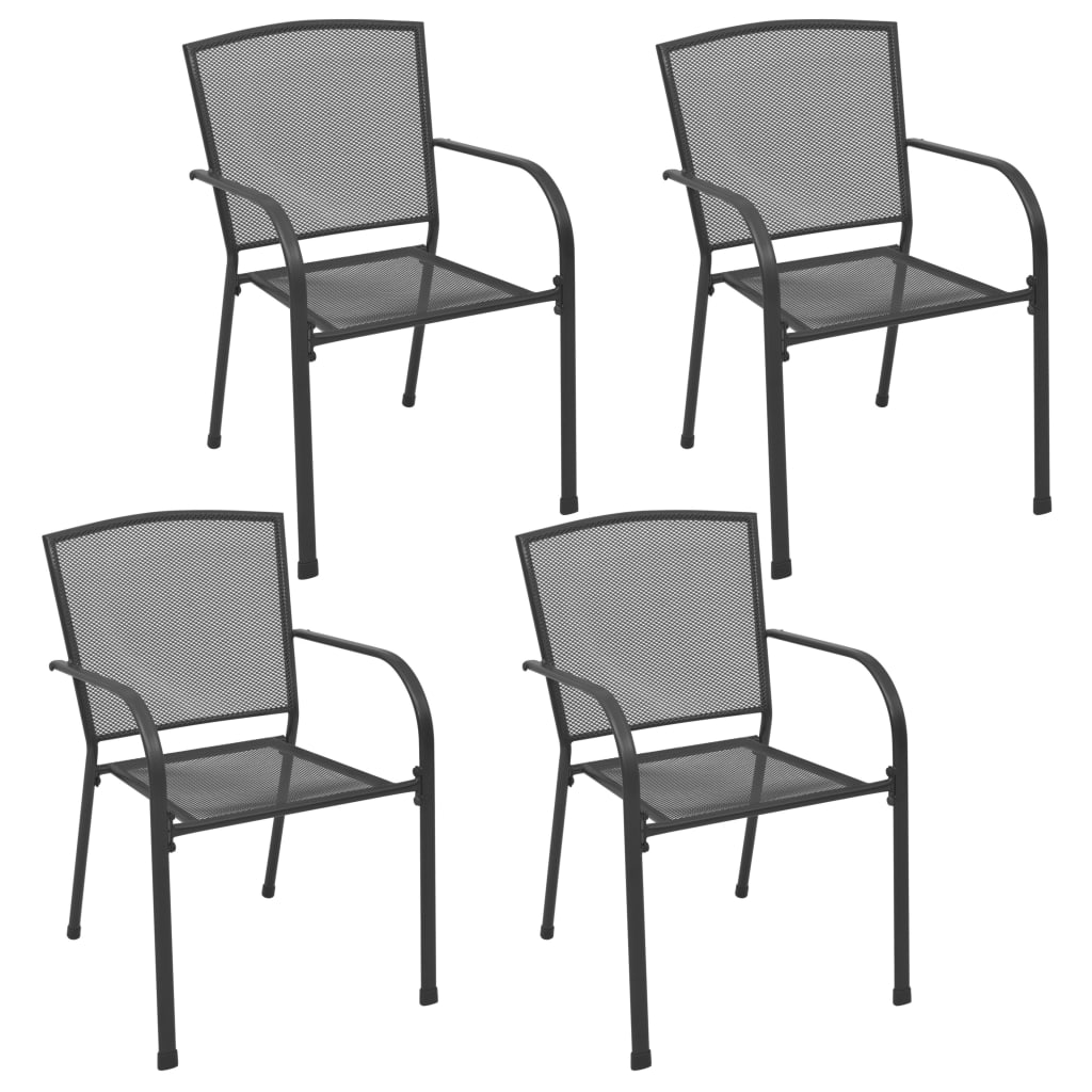 Zahradní Židle 4 Ks Pletivový Design Antracitové Ocel