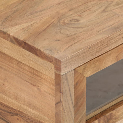 Konferenční Stolek 90 X 60 X 40 Cm Masivní Akáciové Dřevo Černá S Vysokým Leskem