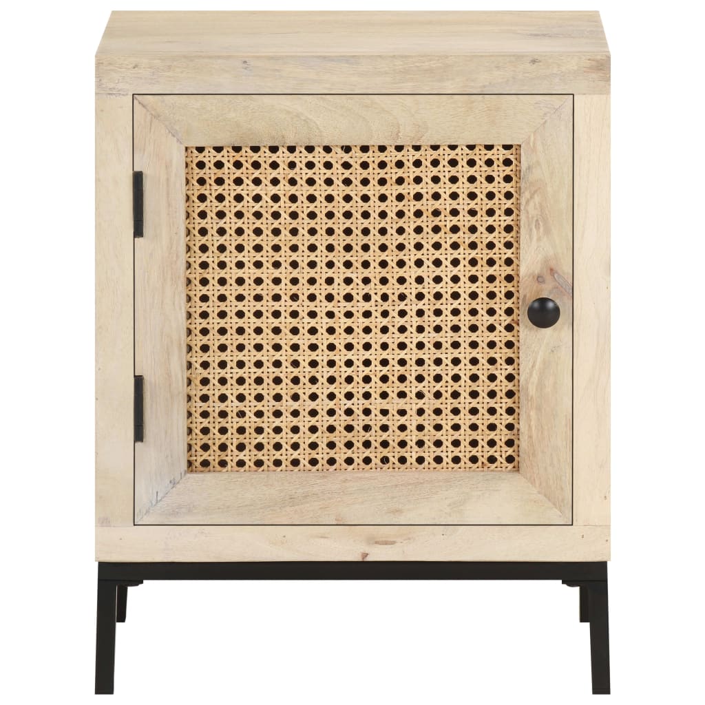 Noční Stolek 40 X 30 X 50 Cm Masivní Mangovník A Přírodní Rákos