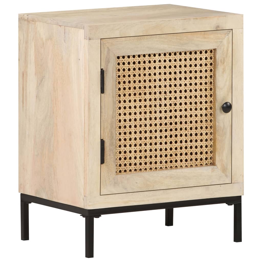 Noční Stolek 40 X 30 X 50 Cm Masivní Mangovník A Přírodní Rákos