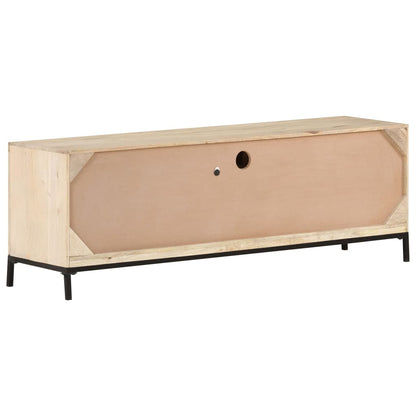 Tv Stolek 120 X 30 X 40 Cm Masivní Mangovník A Přírodní Rákos Bílo-Modrá