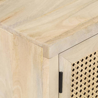 Tv Stolek 120 X 30 X 40 Cm Masivní Mangovník A Přírodní Rákos Bílo-Modrá